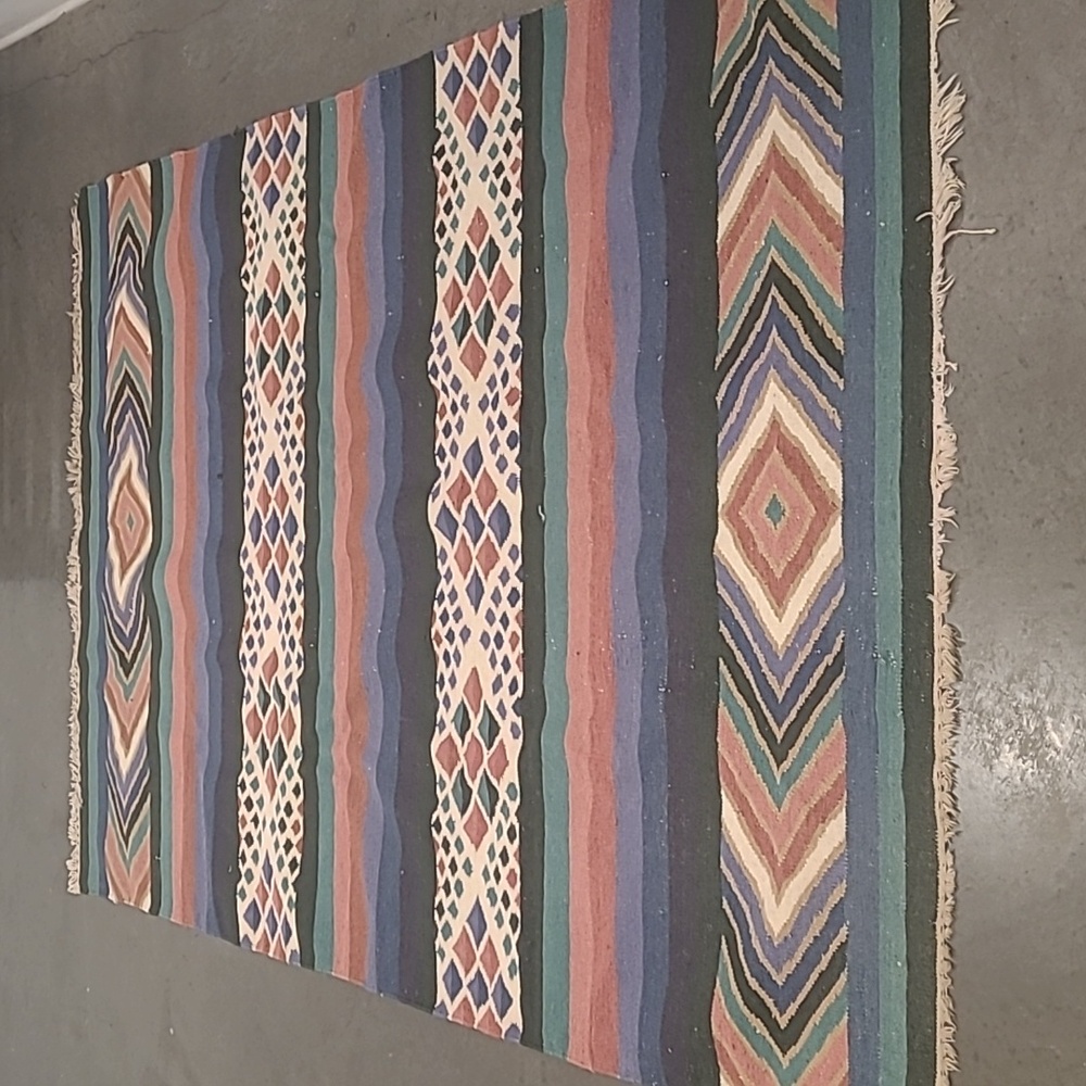 VINTAGE SOUTHWESTERN KILIM WOOL FLATWEAVE RUG